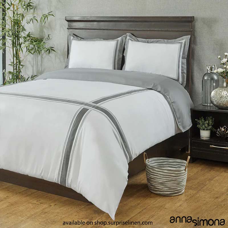 Anna Simona - Paramount 4 Pcs Fine Cotton Satin Duvet Ensemble (Charcoal)