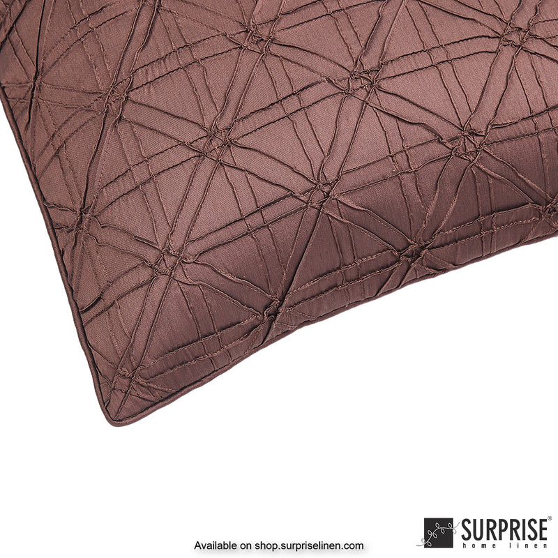 Surprise Home - Geometric Grid 40 x 40 cms Designer Cushion Cover (Brown)