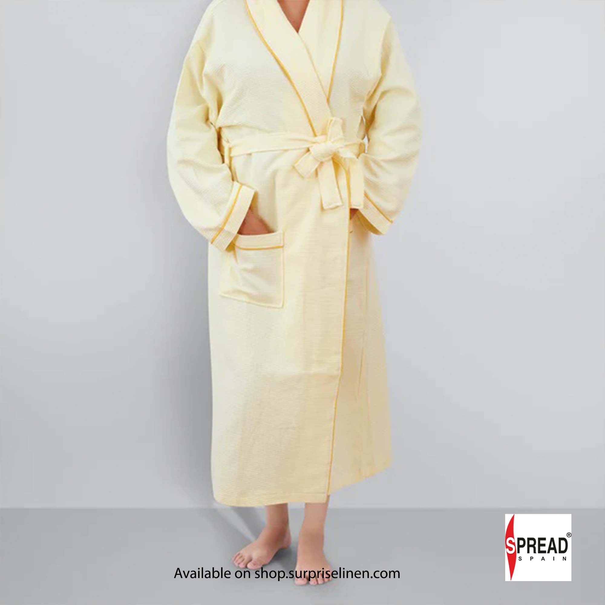 Spread Spain - Unisex Cotton Waffle Bathrobe (Yellow)