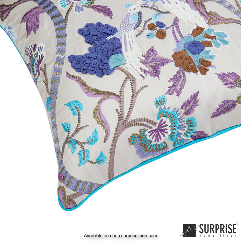 Surprise Home - Birds of Paradise 40 x 40 cms Designer Cushion Cover (Blue)