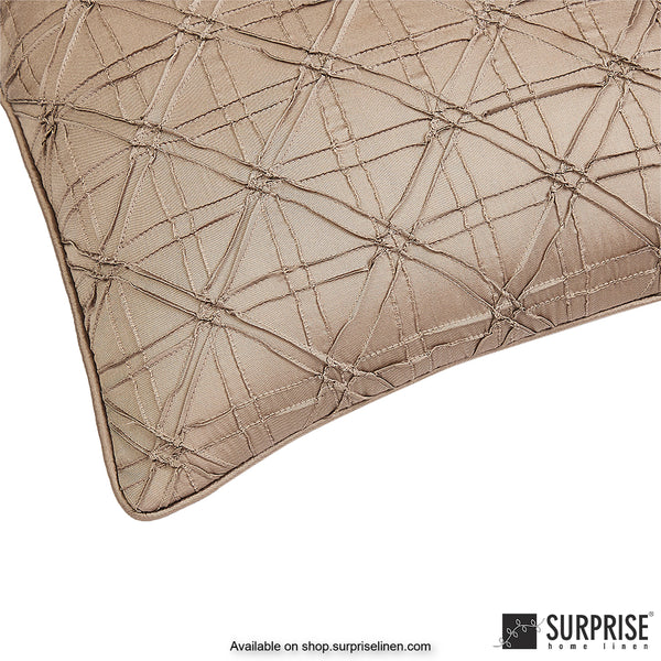 Surprise Home - Geometric Grid 40 x 40 cms Designer Cushion Cover (Beige)