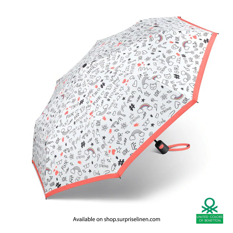 United Colors of Benetton - Windproof Mini Umbrella with UV Coating (Scribbles)