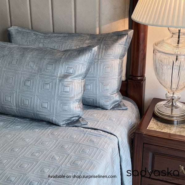 Sadyaska - Velvet Collection Squared Bed Cover Set (Powder Blue)