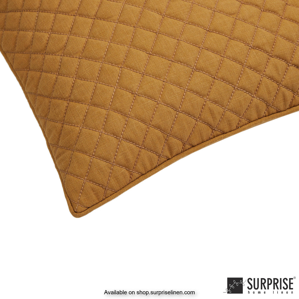 Surprise Home - Rhombus Grid 40 x 40 cms Designer Cushion Cover (Mustard)