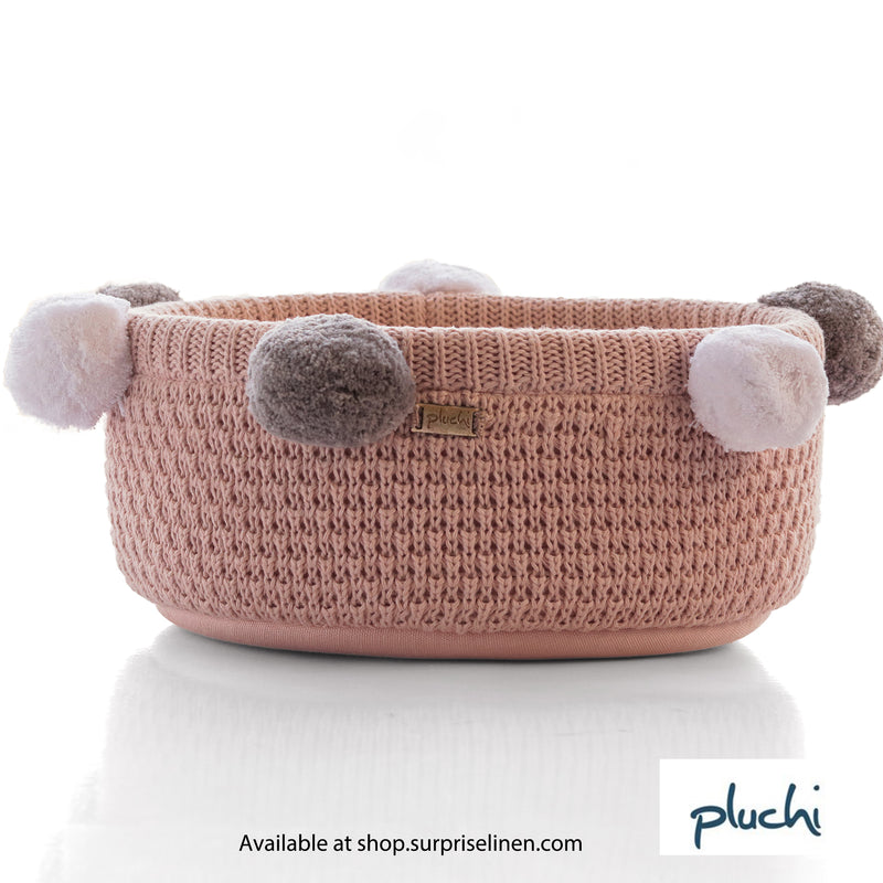 Pluchi - Gracious Cotton Knitted Basket With Handle (Pink)