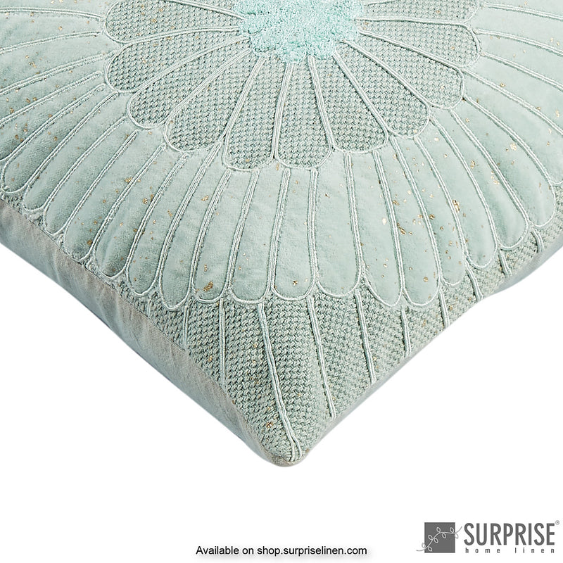 Surprise Home - Velvet Flower Cushion Cover (Sage Green)