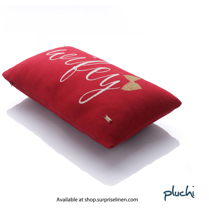 Pluchi - Wifey Cotton Knitted Cushion Cover (Red)