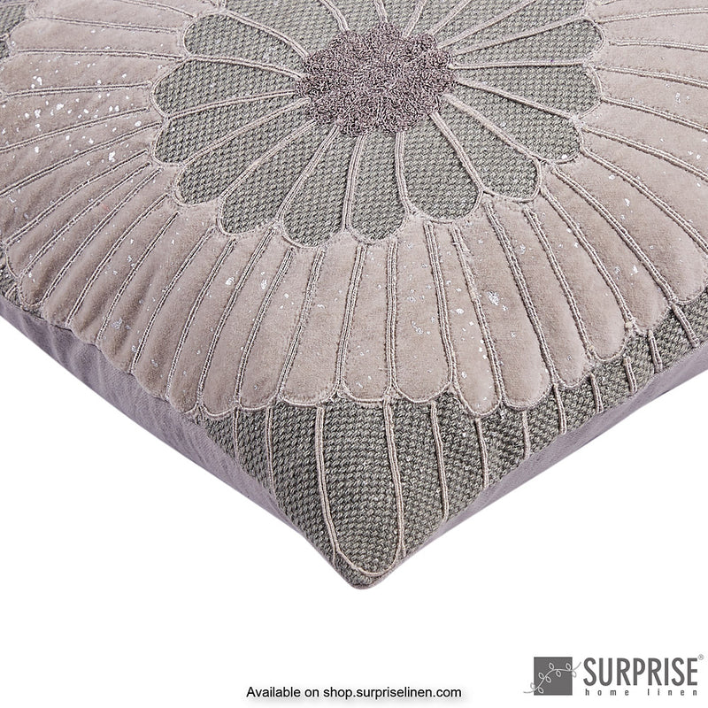 Surprise Home - Velvet Flower Cushion Cover (Grey)