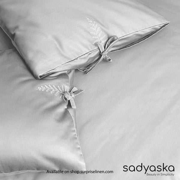 Sadyaska - 1000 TC Italian Cotton Collection Fern Bedsheet Set (Silver)