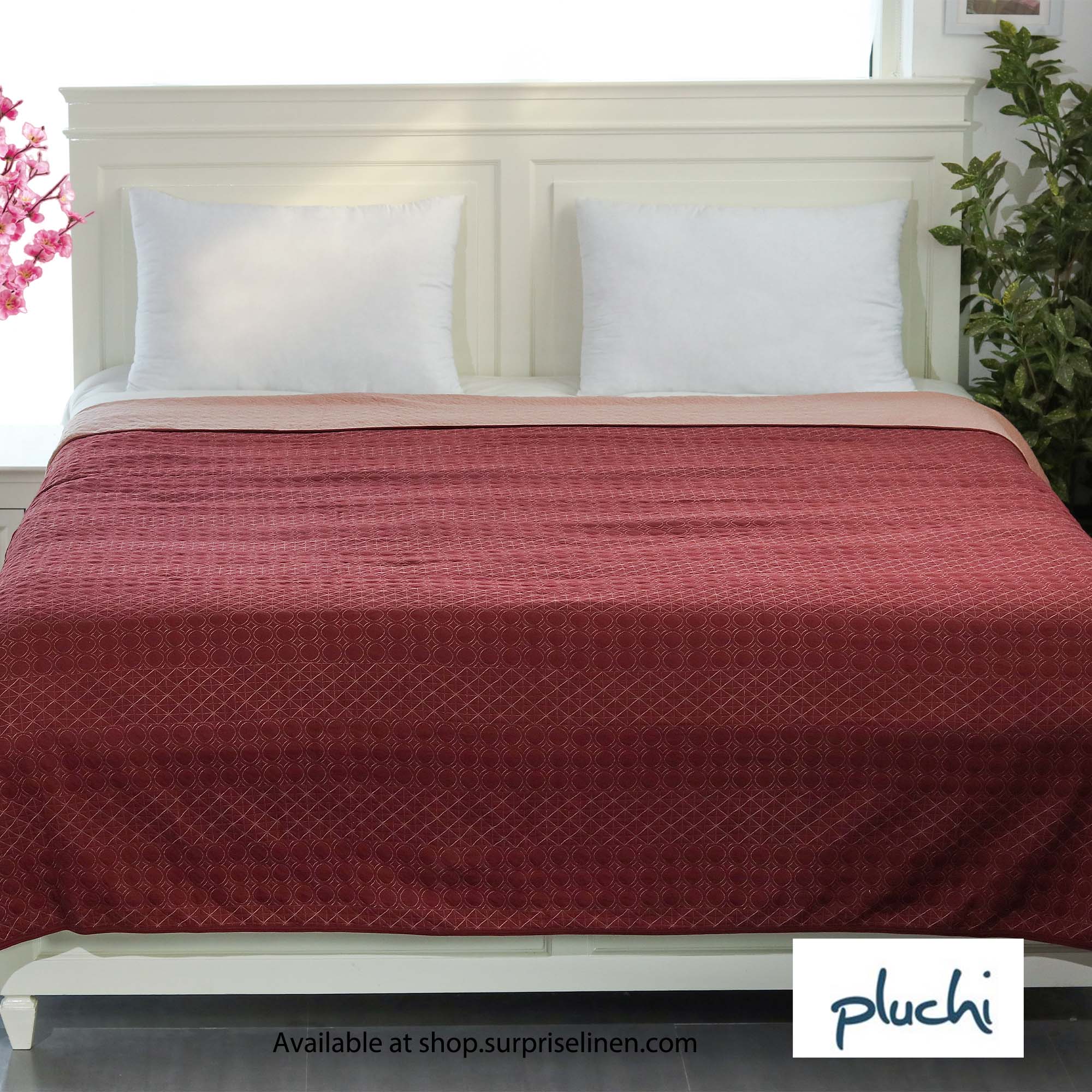 Pluchi - Lucien Cotton Knitted Double Bed Dohar / Quilt (Maroon)