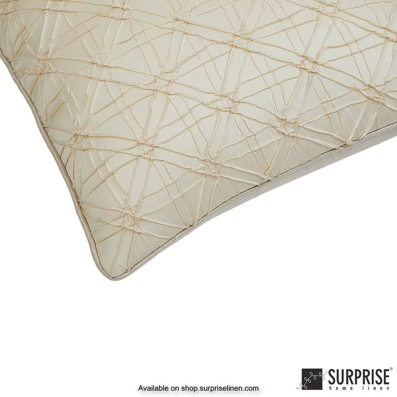 Surprise Home - Geometric Grid 40 x 40 cms Designer Cushion Cover (Ivory)