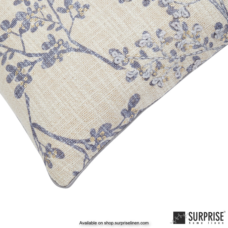 Surprise Home - Luxe Flower 40 x 40 cms Designer Cushion Cover (Blue)