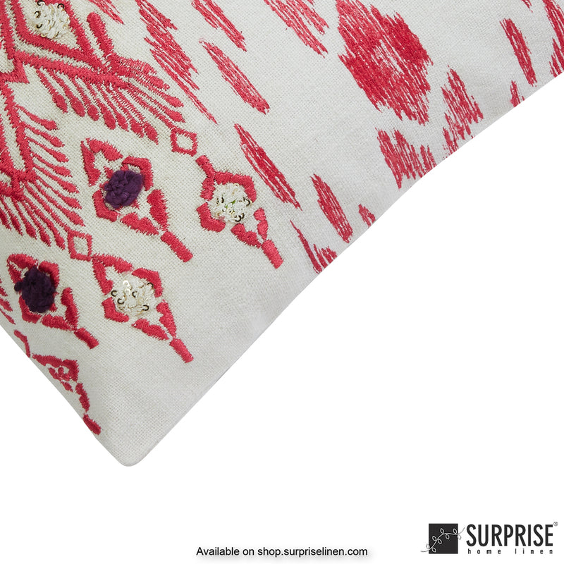 Surprise Home - Ikat 40 x 40 cms Designer Cushion Cover (Pink)