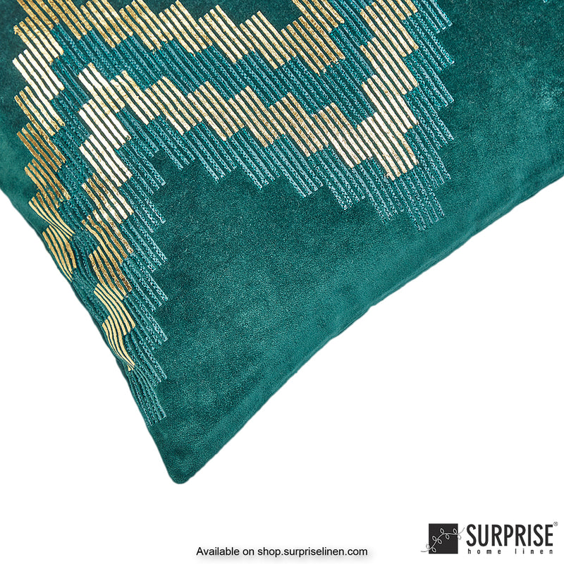 Surprise Home - Velvet Chevron 30 x 50 cms Designer Cushion Cover (Green)