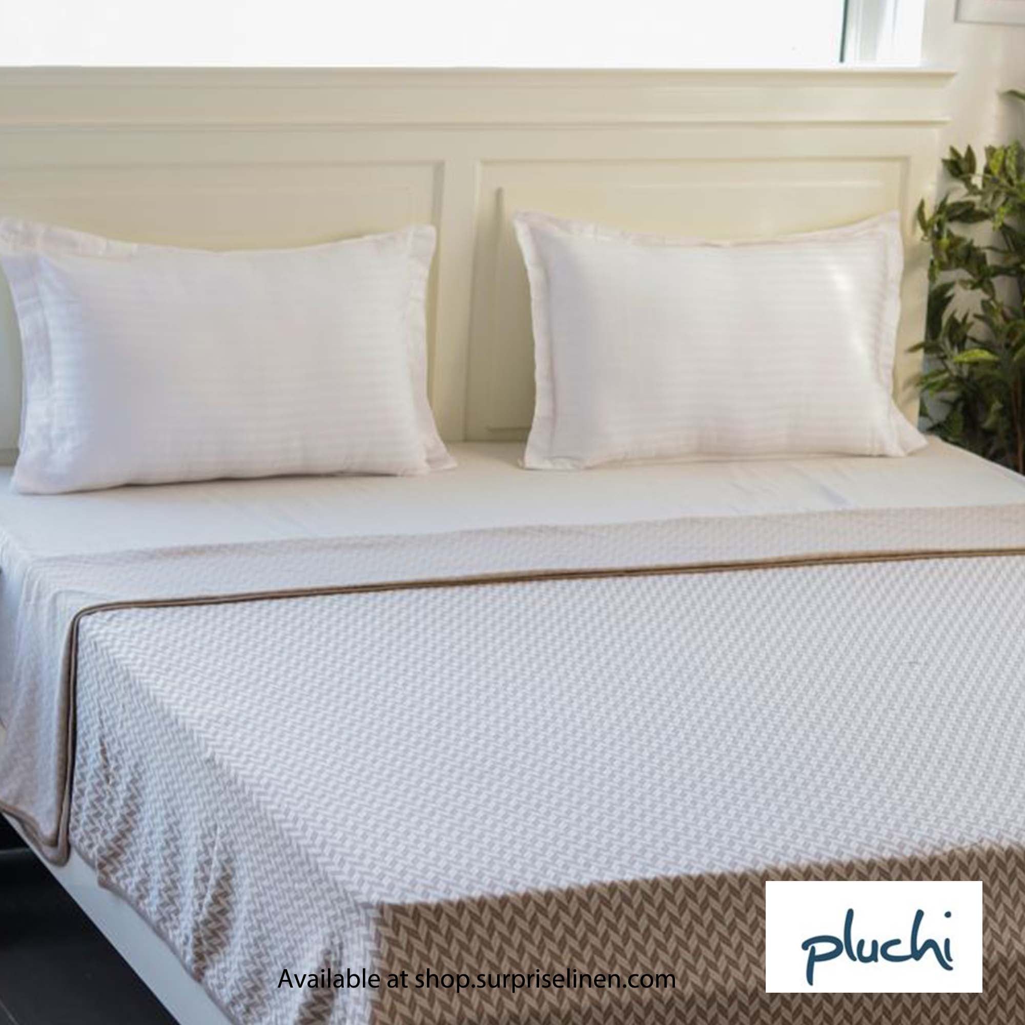 Pluchi - Eleanor Eleanor Double Cotton Knitted Ac Blanket for Round the Year Use (Stone)