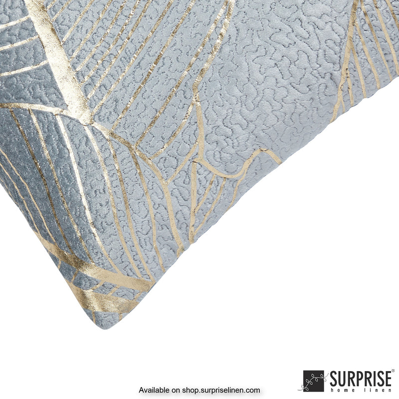 Surprise Home - Foil Palms 40 x 40 cms Designer Cushion Cover (Grey)