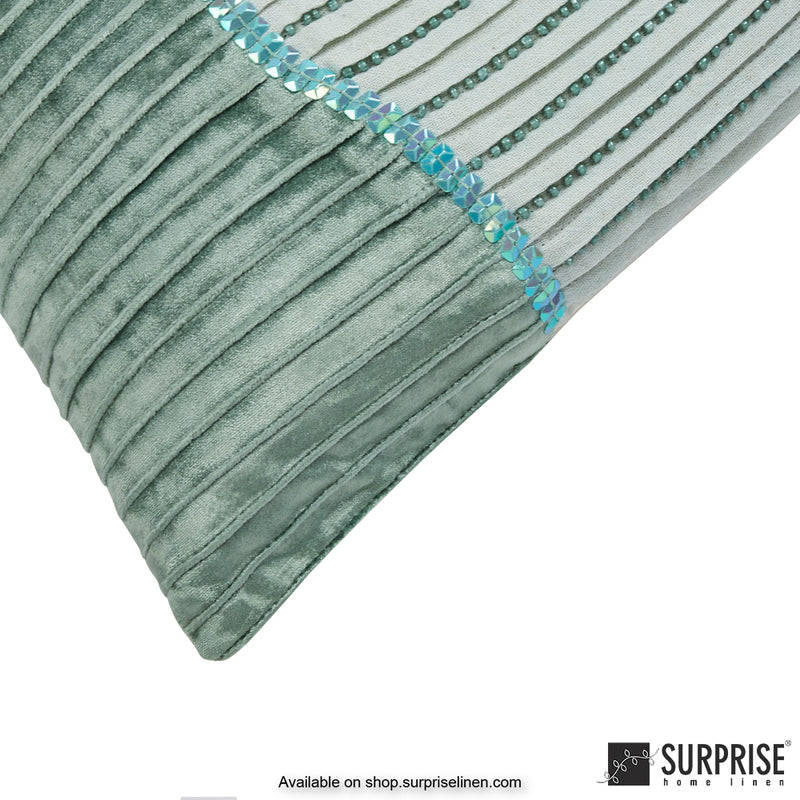 Surprise Home - Ocean Waves 40 x 40 cms Designer Cushion Cover (Green)
