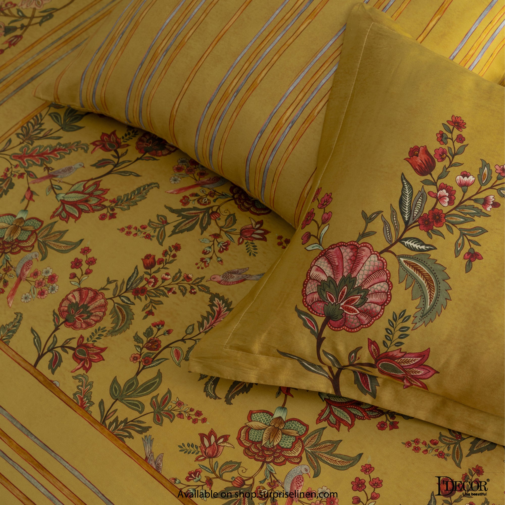 D'Decor - Nandanvan Collection Mustard Gold Bedsheet Set