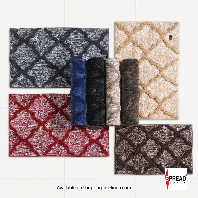 Spread Spain - Trellis Pattern High Absorbent & Anti Skid Taksim Bath Mat (Beige Gold)