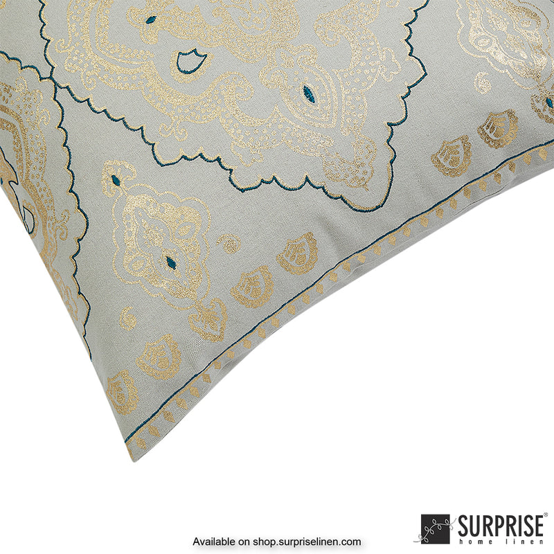 Surprise Home - Foil Mandala 45 x 45 cms Designer Cushion Cover (Teal Blue)