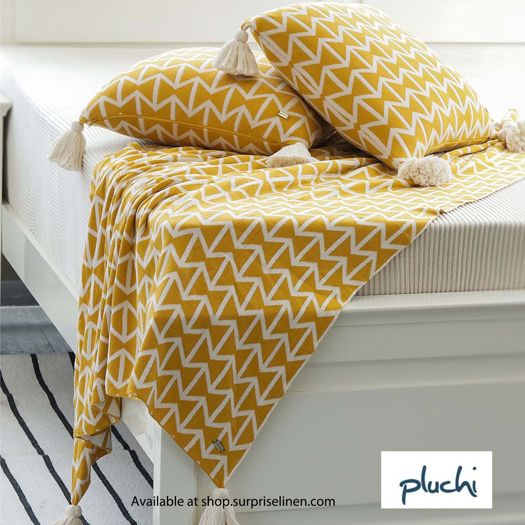 Pluchi - Popcorn 100% Cotton Knitted All Season AC Throw Blanket (Light Camel)