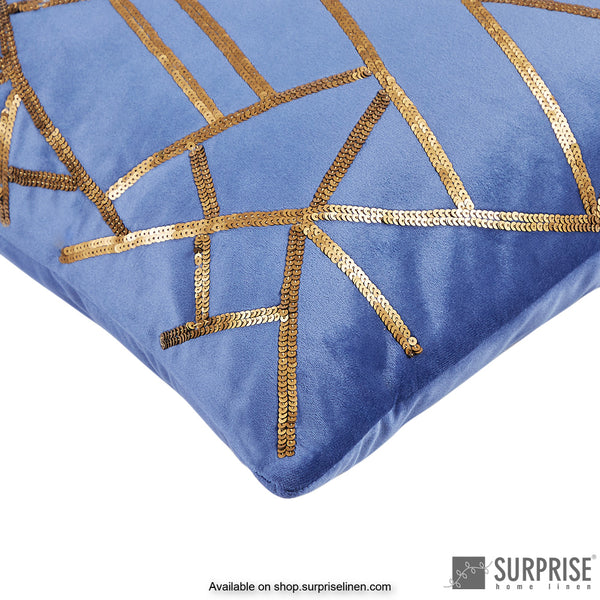 Surprise Home - Sequined Grid Cushion Cover (Blue)