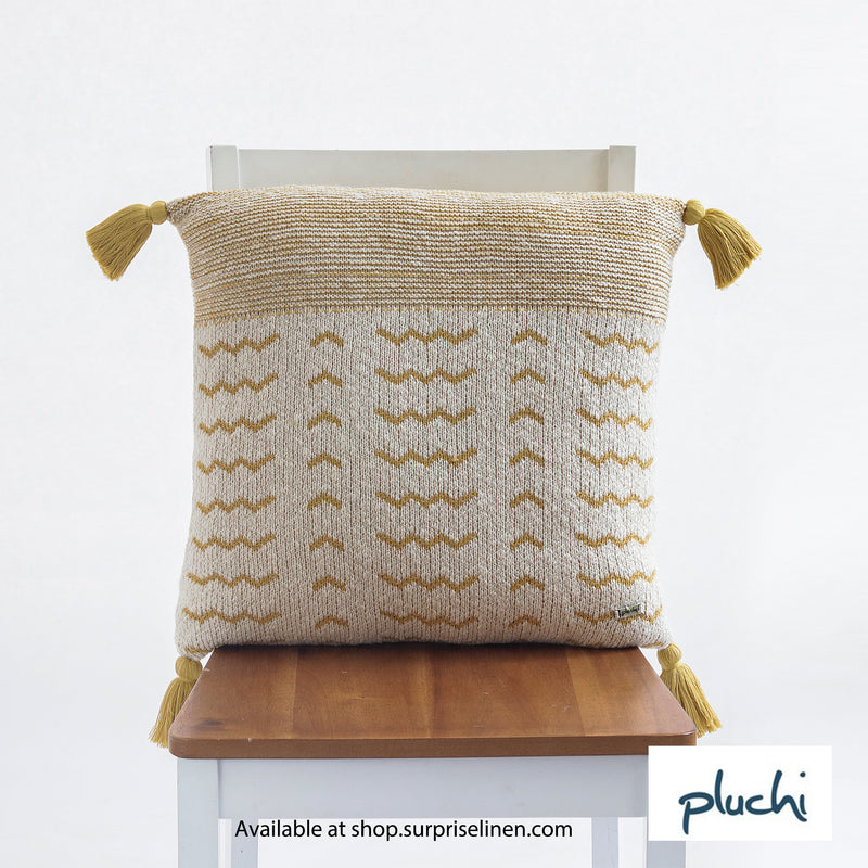 Pluchi - Amara Cotton Knitted Decorative Cushion Cover (Yellow)