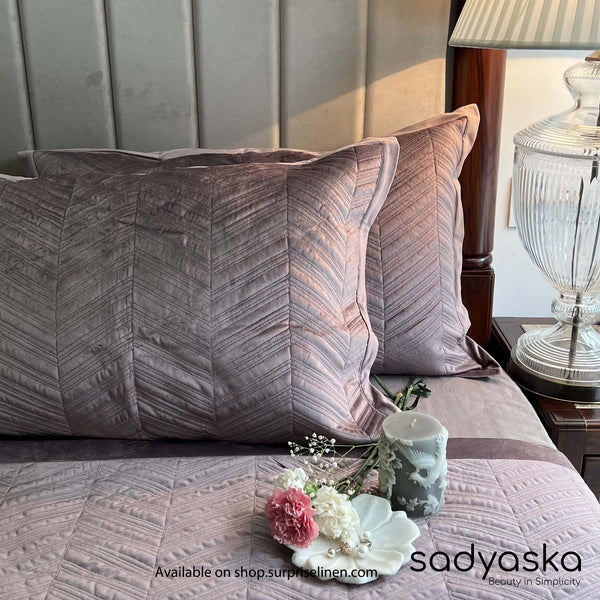Sadyaska - Velvet Collection Harringbone Bed Cover Set (Lilac)