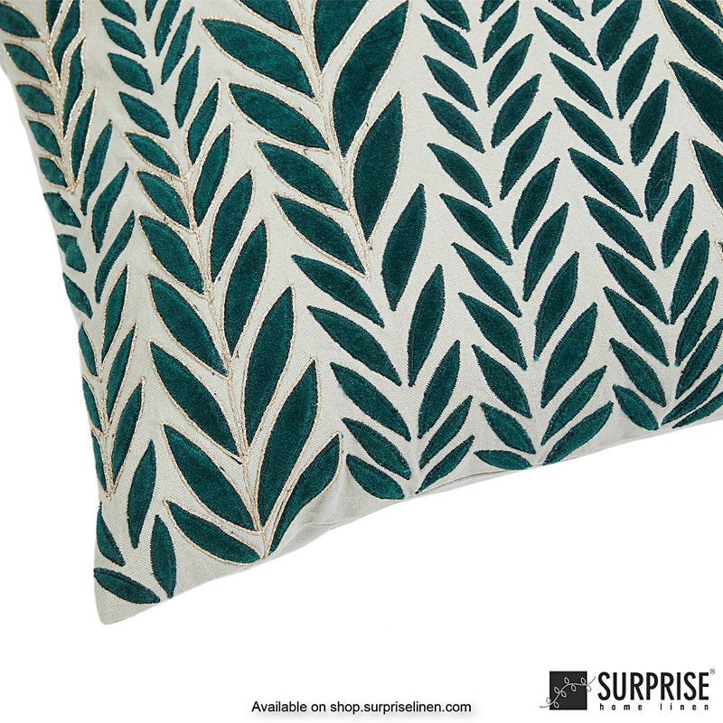 Surprise Home - Leaf Applique 45 x 45 cms Designer Cushion Cover (Green)