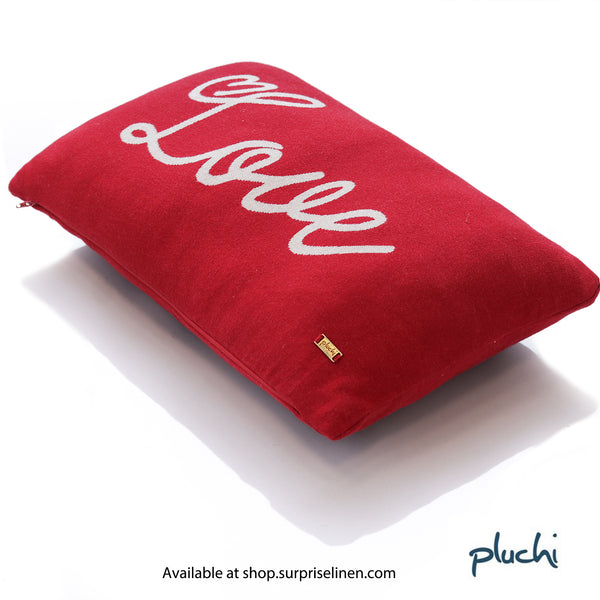 Pluchi - Love Cotton Knitted Cushion Cover (Red & Natural)