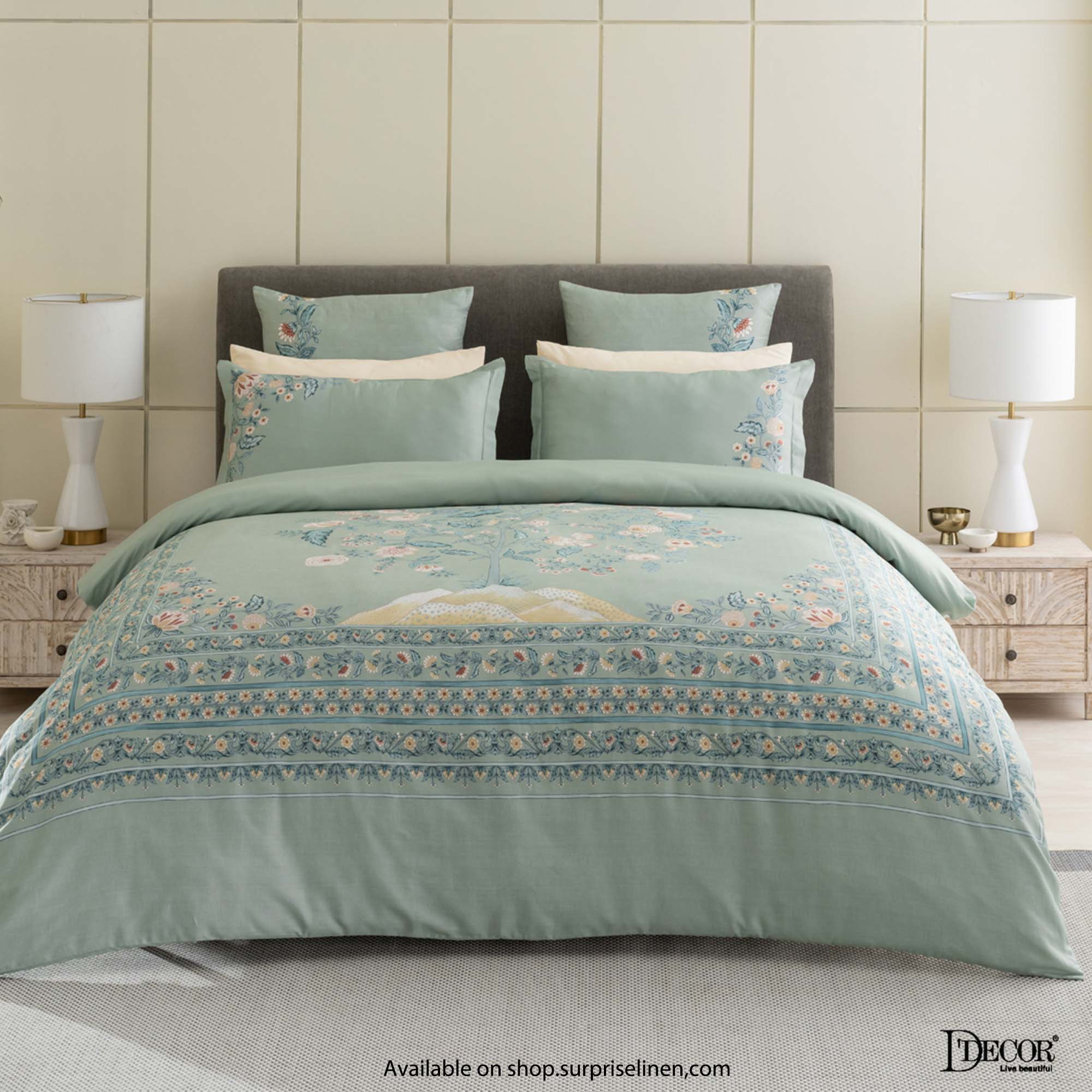 D'Decor - Nandanvan Collection Subtle Green Bedsheet Set