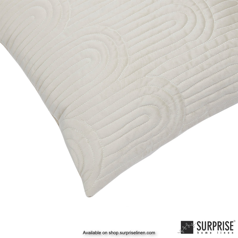 Surprise Home - Velvet Art Deco  60 x 60 cms Designer Cushion Cover (Ivory)