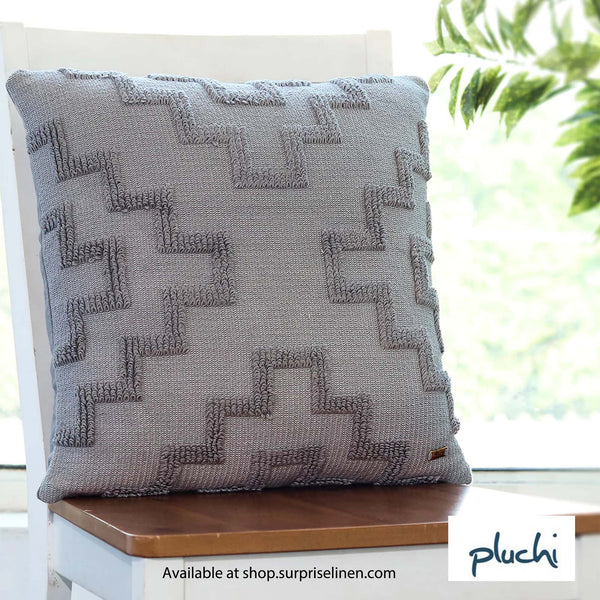 Pluchi - Fret Cushion Cover (Light Grey)