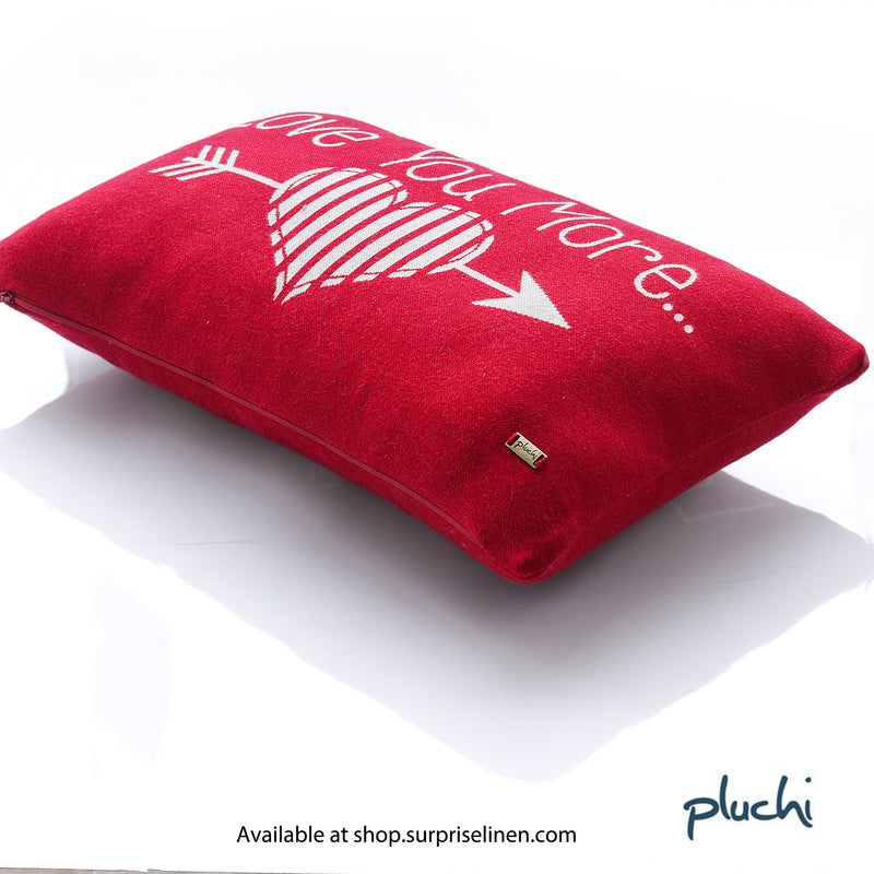 Pluchi - Love You More Cotton Knitted Cushion Cover (Red & Natural)