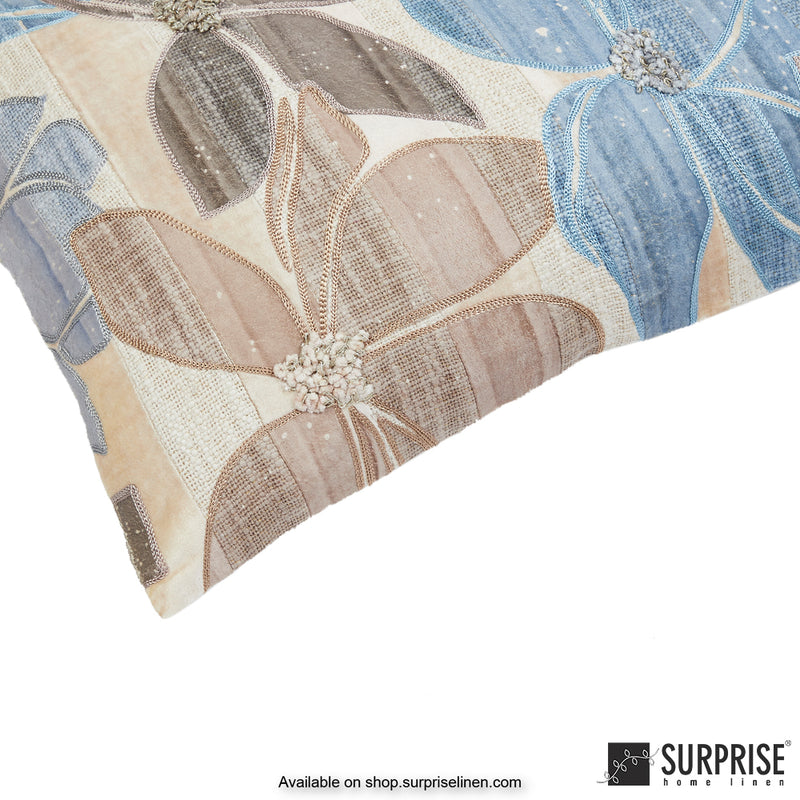 Surprise Home - Flower Garden 35 x 50 cms Designer Cushion Cover (Blue)