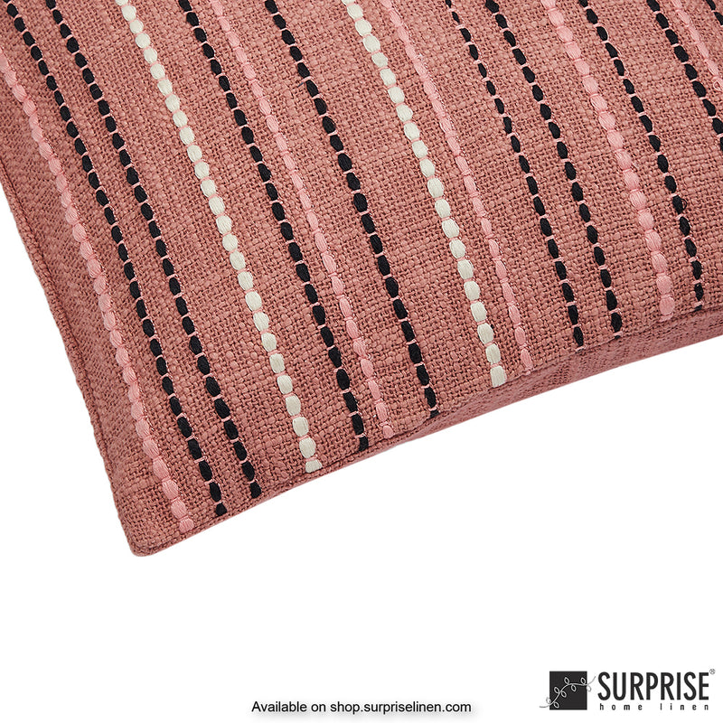 Surprise Home - Jute lines 40 x 40 cms Designer Cushion Cover (Peach)