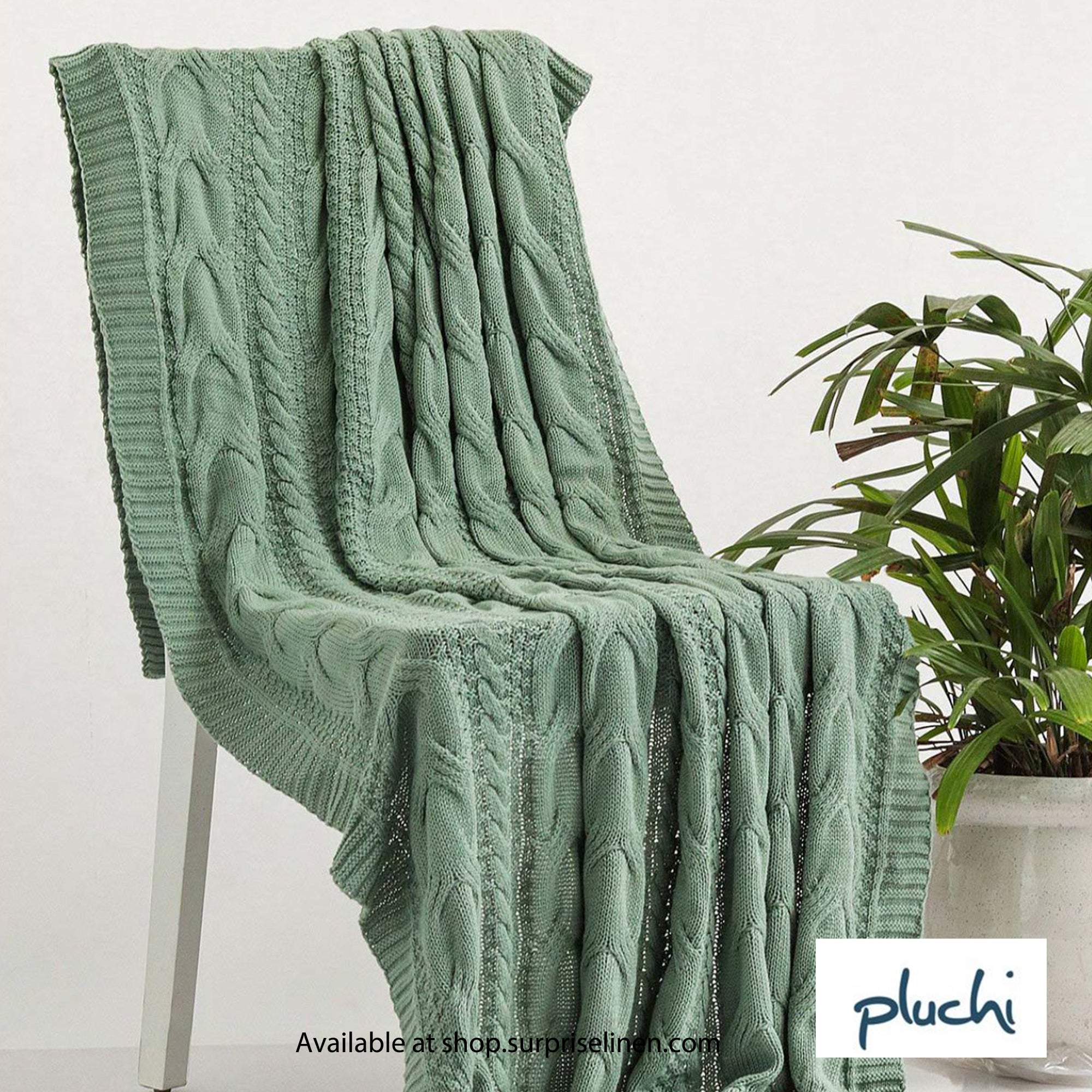 Pluchi - Classical Cotton Knitted Throw /Blanket For Round the Year Use (Indus Blue)