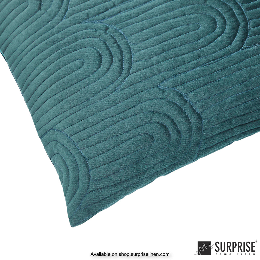 Surprise Home - Velvet Art Deco  60 x 60 cms Designer Cushion Cover (Dark Green)