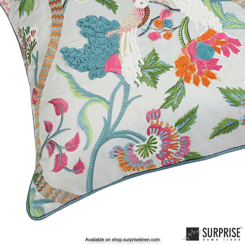 Surprise Home - Birds of Paradise 40 x 40 cms Designer Cushion Cover (Grey)