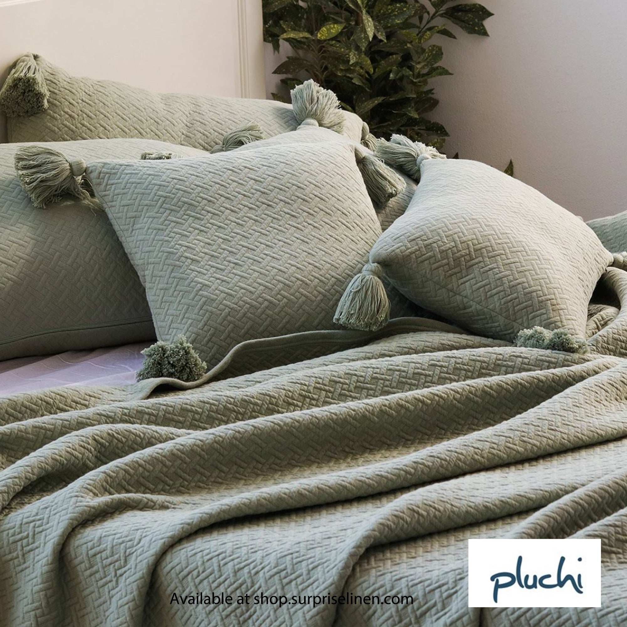 Pluchi - Taylor Cotton Knitted 6 Pcs Bedcover Set (Pistachio Green)