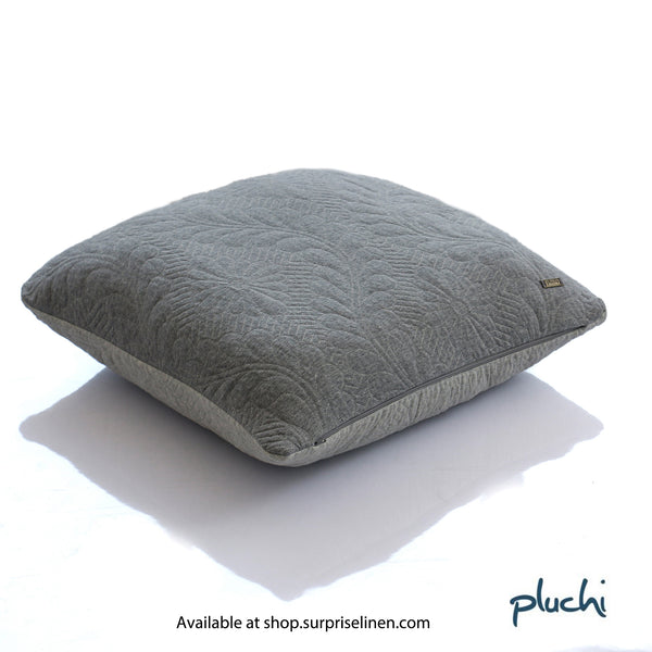 Pluchi - Flora Cotton Knitted Decorative Cushion Cover (Light Grey)
