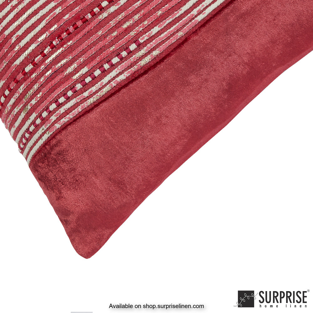 Surprise Home - Dori Textures 40 x 40 cms Designer Cushion Cover  (Red)