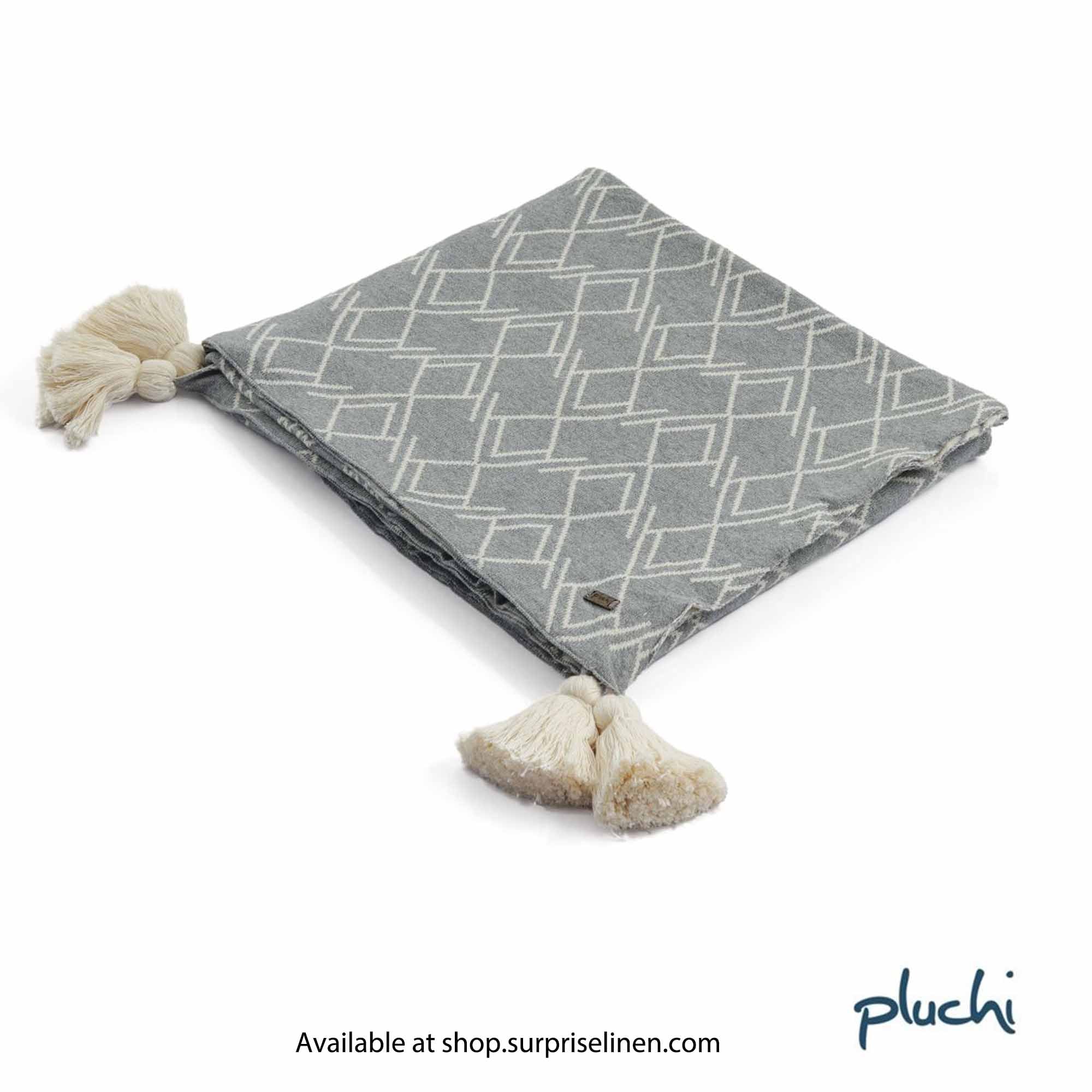 Pluchi - Gianna Cotton Knitted Throw /Blanket For Round The Year Use (Grey)