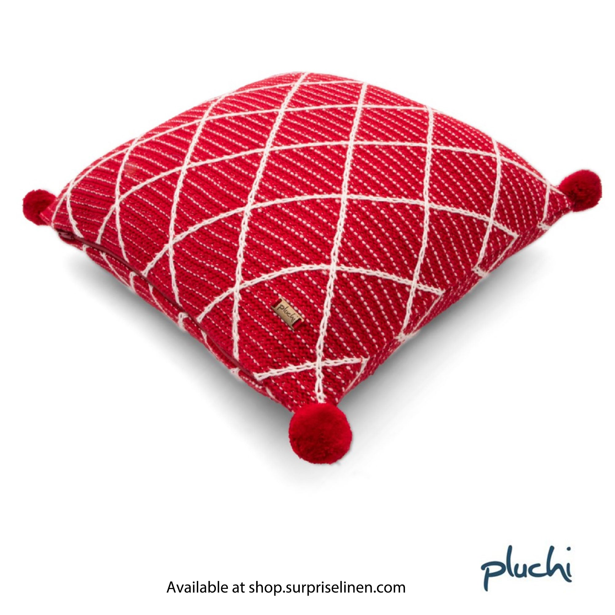 Pluchi - Arabella Cotton Knitted Cushion Cover (Red)