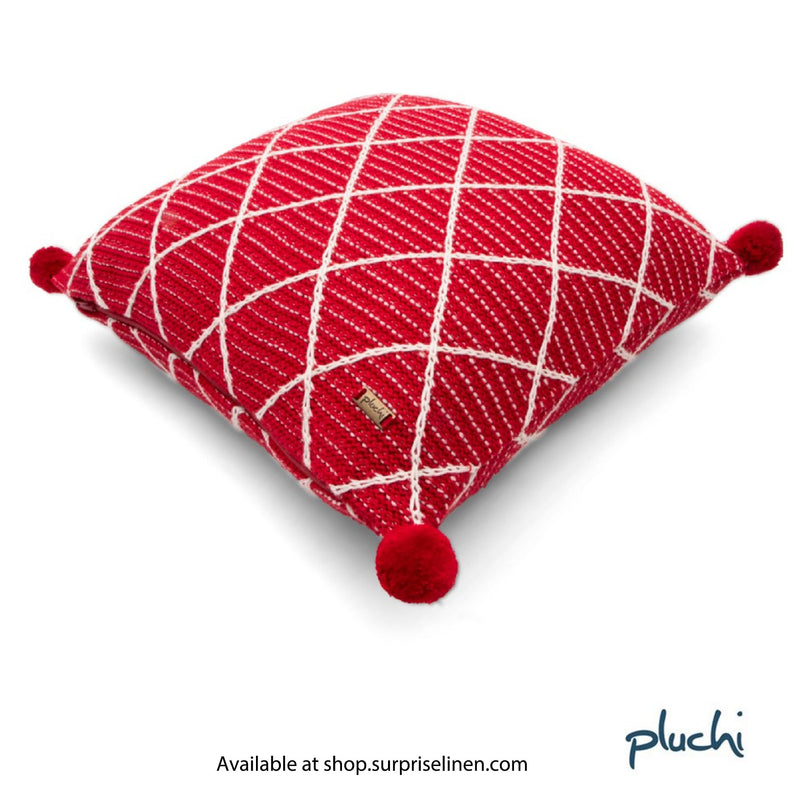 Pluchi - Arabella Cotton Knitted Cushion Cover (Red)