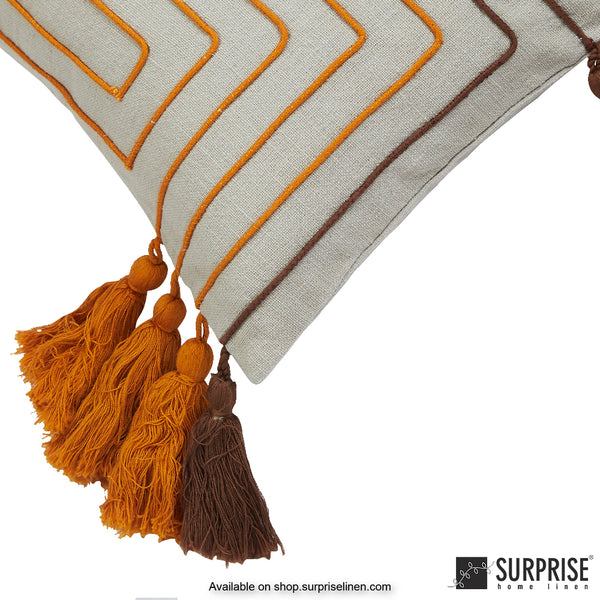 Surprise Home - Bohemian Tassles 45 x 45 cms Designer Cushion Cover (Brown)
