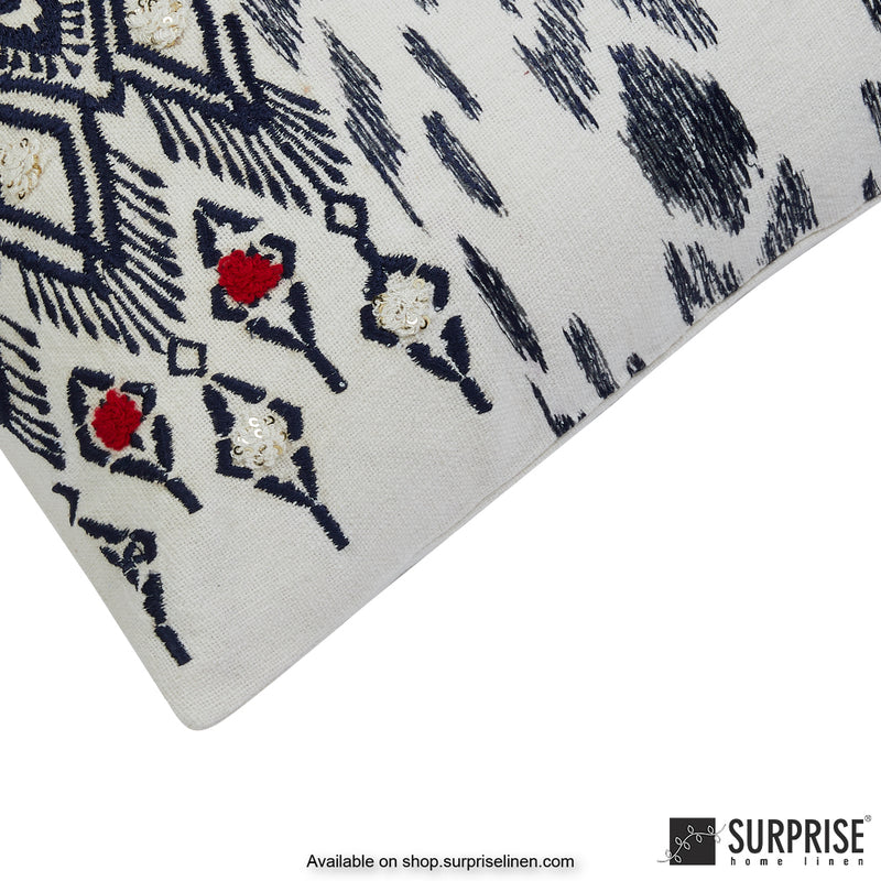 Surprise Home - Ikat 40 x 40 cms Designer Cushion Cover (Navy Blue)