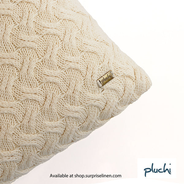Pluchi - Criss Cross Cotton Knitted Cushion Cover (Natural)