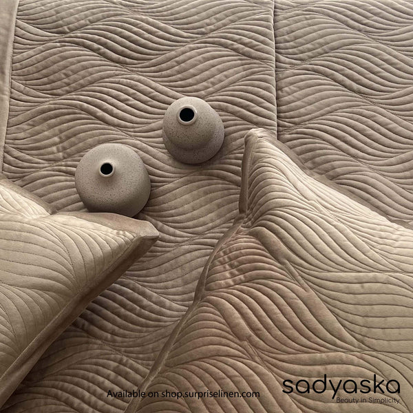 Sadyaska - Velvet Collection Ridge Bed Cover Set (Champagne Gold)