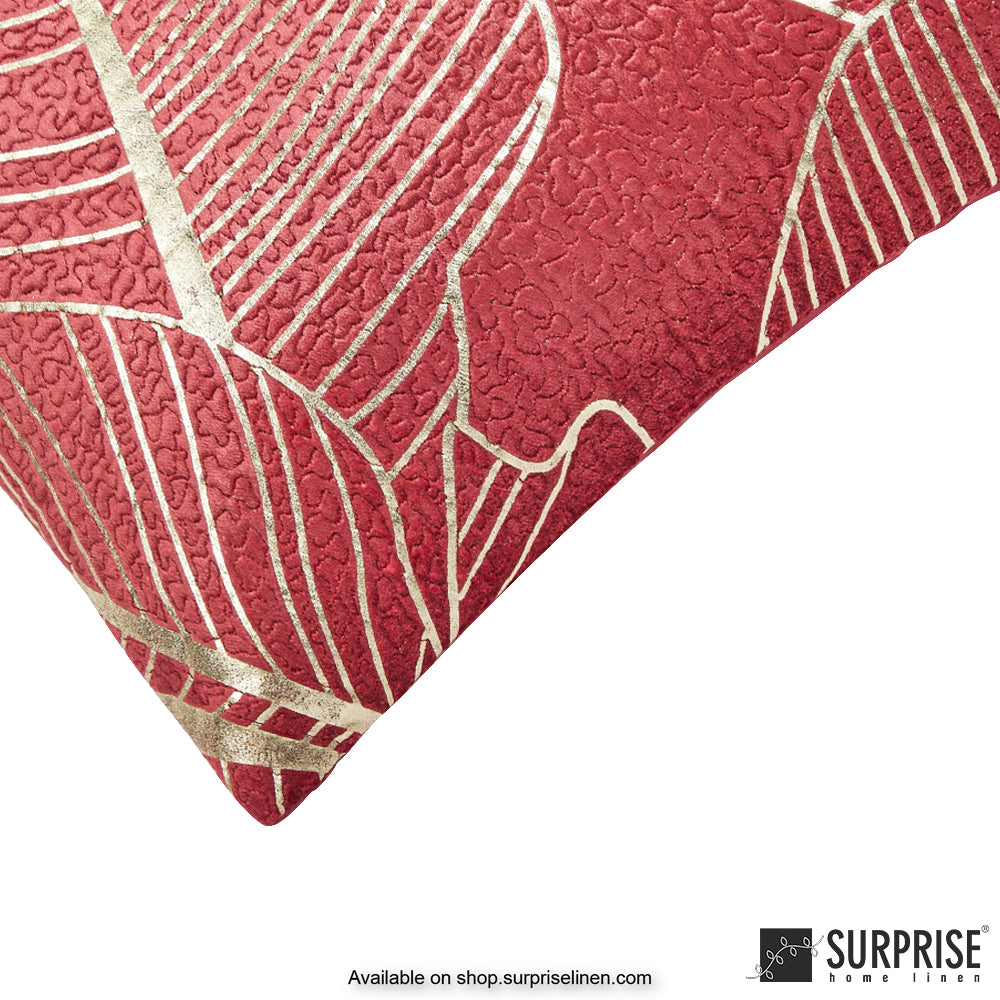 Surprise Home - Foil Palms 40 x 40 cms Designer Cushion Cover (Red)